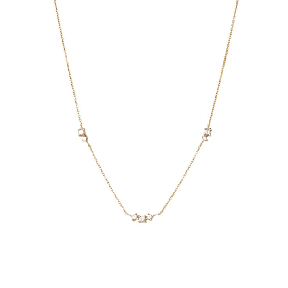 Mejuri Gold Necklace with White Stones